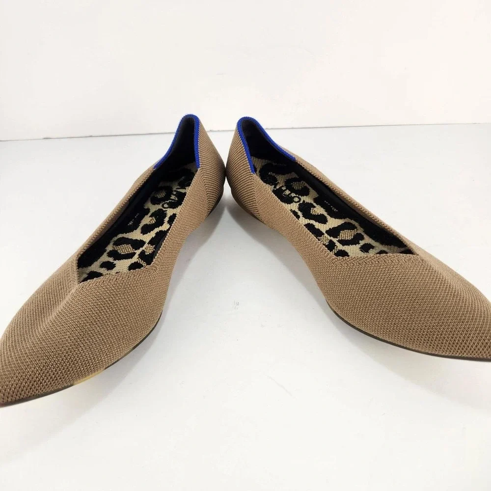 Rothy's Women's Size 8 Taupe Pointed Toe Knit Flats Comfortable Slip On Shoes